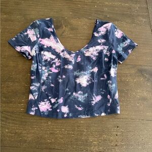 lululemon athletica Navy and Pink Tie-Dye Crop Top
